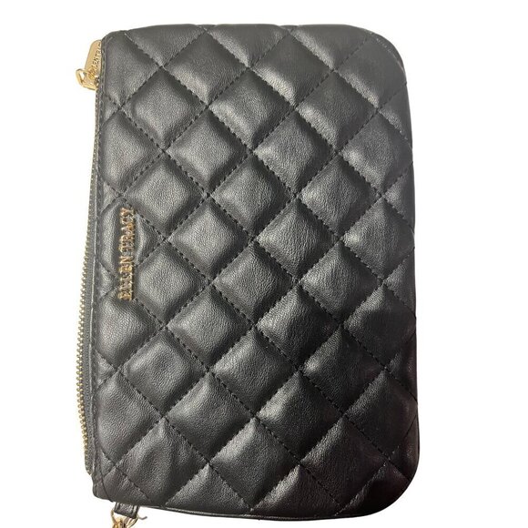 nwt black diMOND PATTERN CLUTCH PURSE WITH STRAP INSIDE POCKETS - Picture 6 of 8